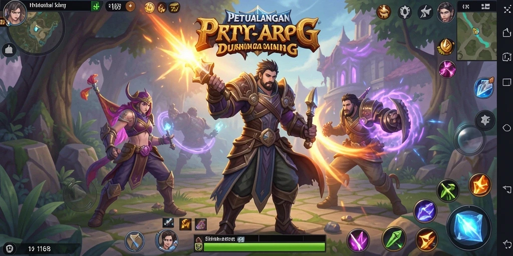 Screenshot utama 116X menampilkan pertarungan seru dalam dunia ARPG yang luas.