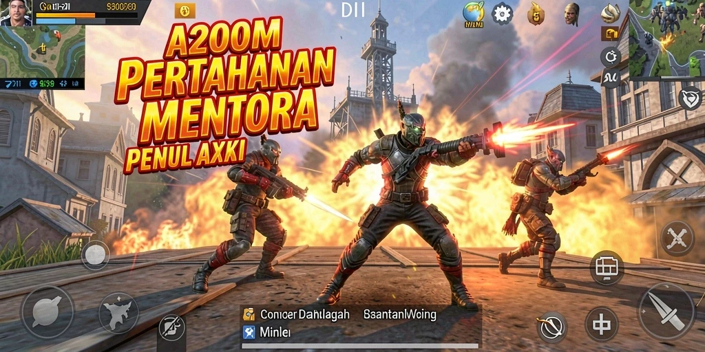 Tangkapan layar utama A200M menampilkan aksi Tower Defense yang menegangkan.