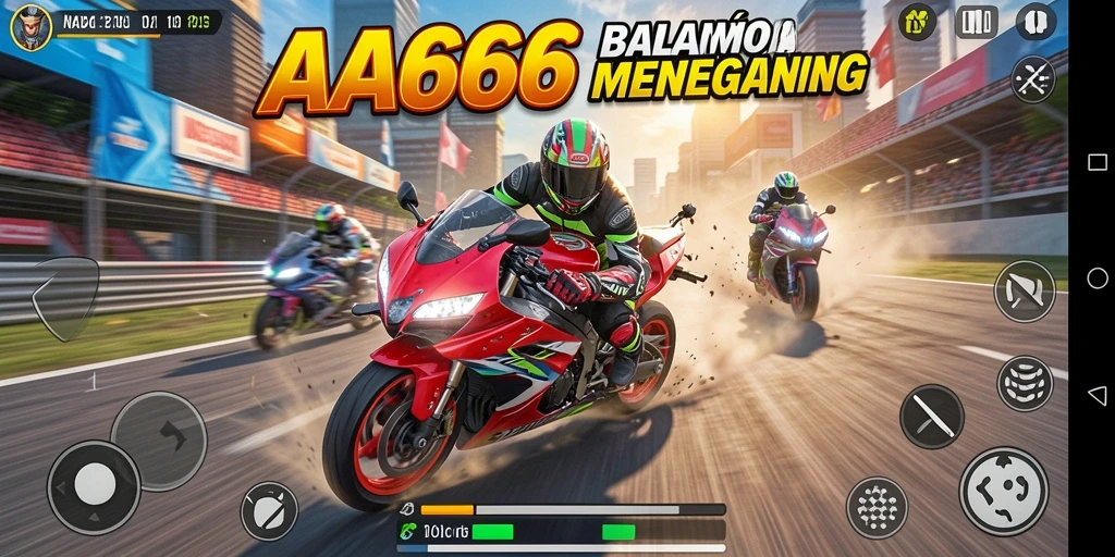 Gameplay balap motor yang mendebarkan dan penuh aksi di AA666.