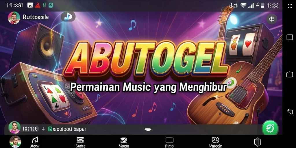 Tampilan gameplay seru dari ABUTOGEL dengan fitur musik menarik.