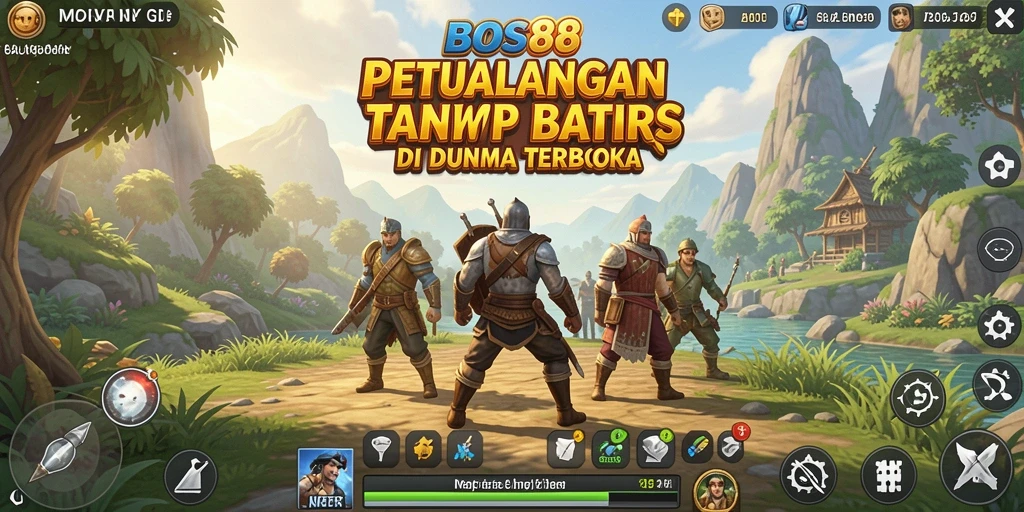 Screenshot utama BOS88 menampilkan eksplorasi bebas di dunia yang luas dan indah.