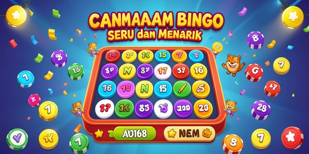 Screenshot gameplay Bingo CANVA168 yang penuh warna dan interaktif.