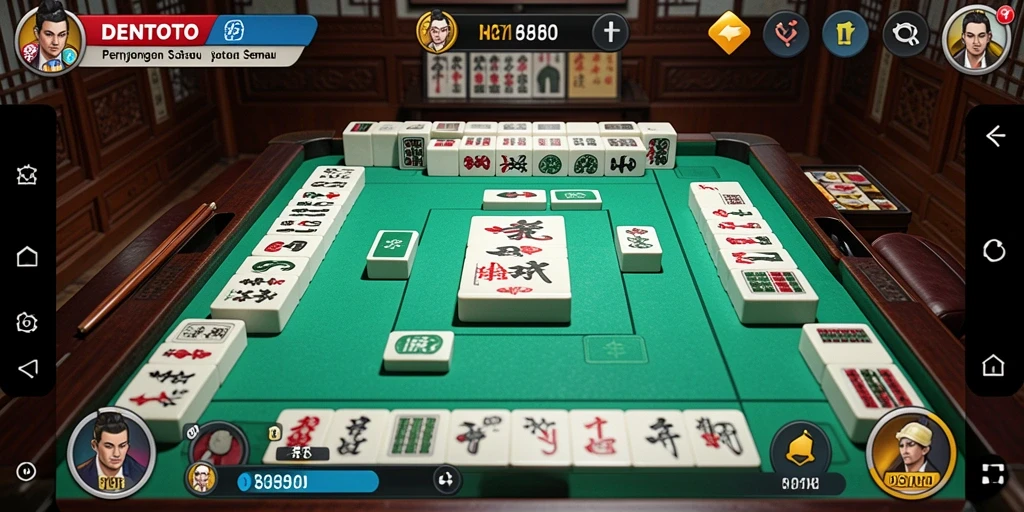 Tampilan gameplay DENTOTO dengan suasana permainan Mahjong yang seru.