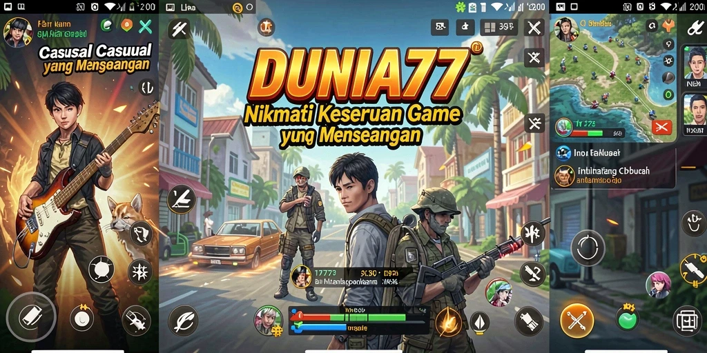 Tampilan menarik dari gameplay DUNIA77 yang penuh warna.