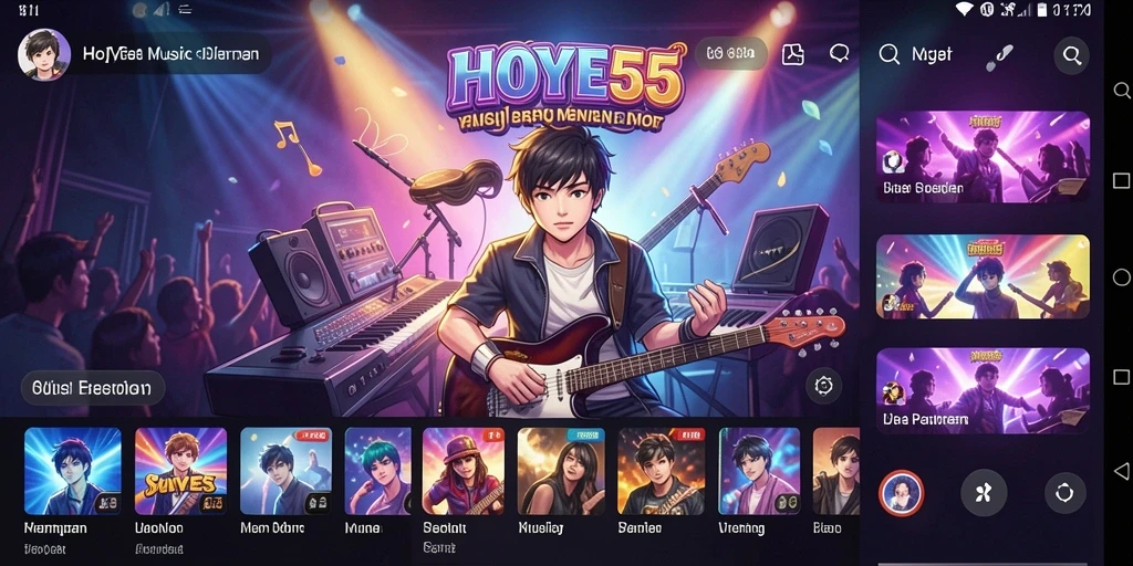 Tampilan gameplay HOYE55 yang interaktif dan penuh warna.