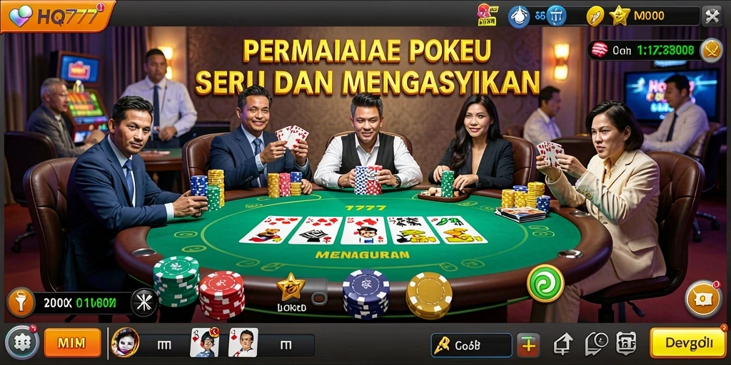 Tampilan menarik gameplay Poker HQ777 dengan pemain yang berkompetisi.