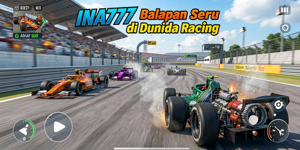 Screenshot utama <strong>INA777</strong> menampilkan balapan mendebarkan di lintasan yang menawan.