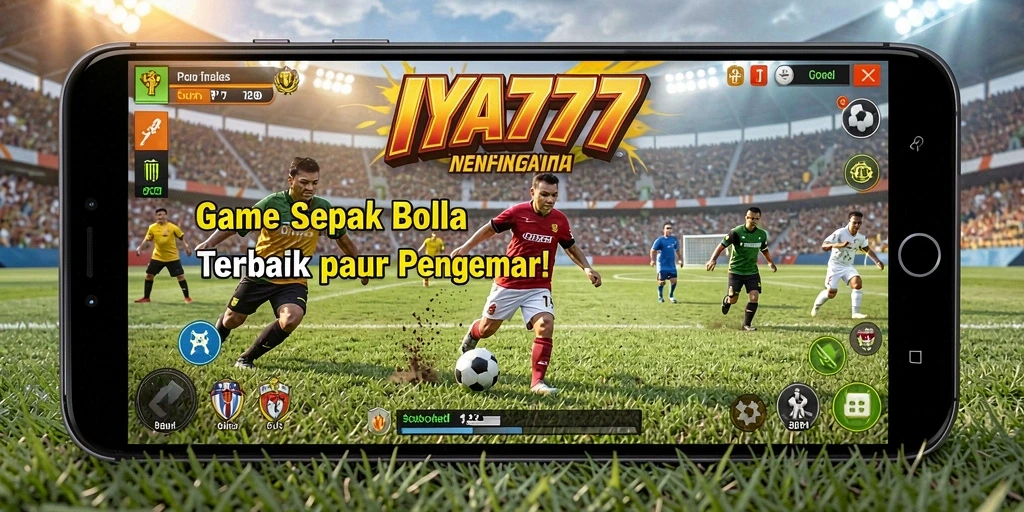 Screenshot game IYA777 menampilkan aksi sepak bola yang menegangkan.