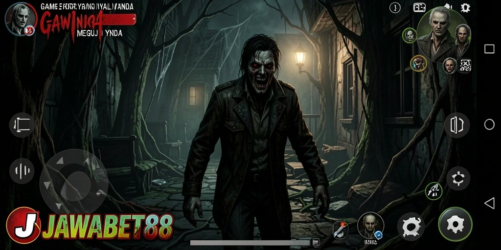 Screenshot JAWABET88 menampilkan suasana gelap dan mencekam dalam permainan.