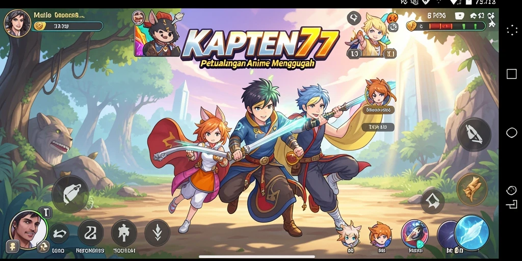 Tampilan gameplay KAPTEN77 yang penuh warna dan seru.