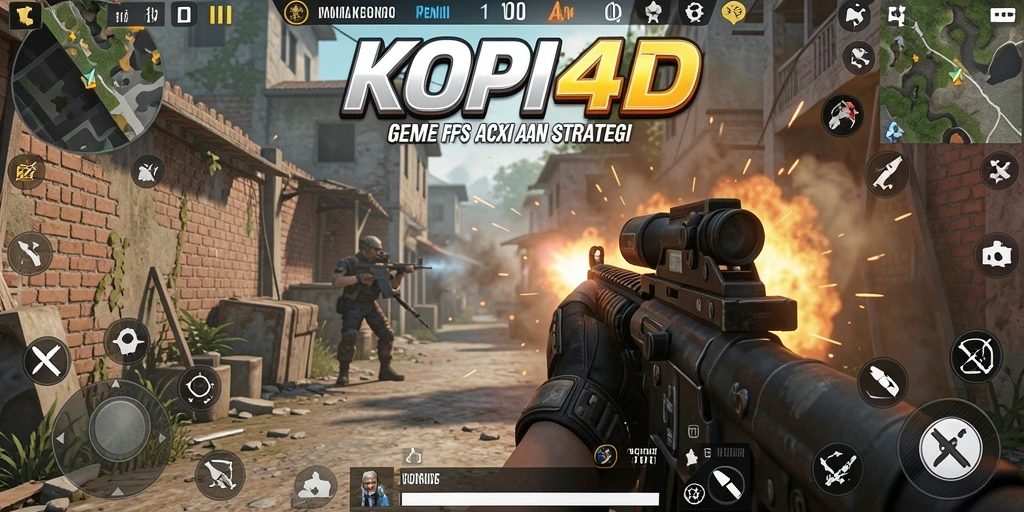 Screenshot menampilkan aksi intens dalam gameplay KOPI4D FPS.