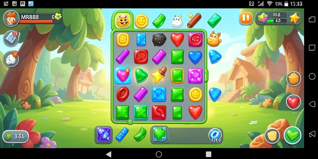 Tampilan screenshot MR888 menunjukkan gameplay menarik dalam kategori Match-3.