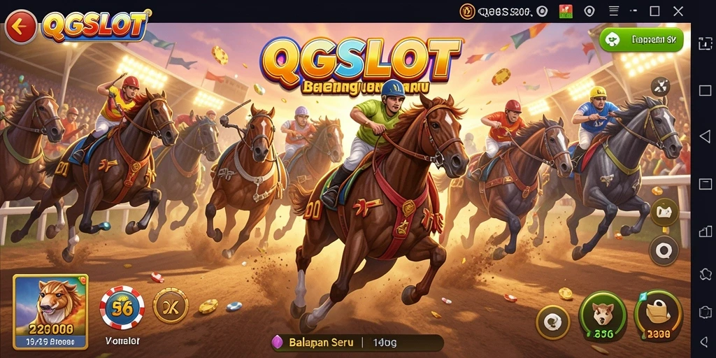 Tampilan gameplay QQSLOT yang mendebarkan saat balapan.